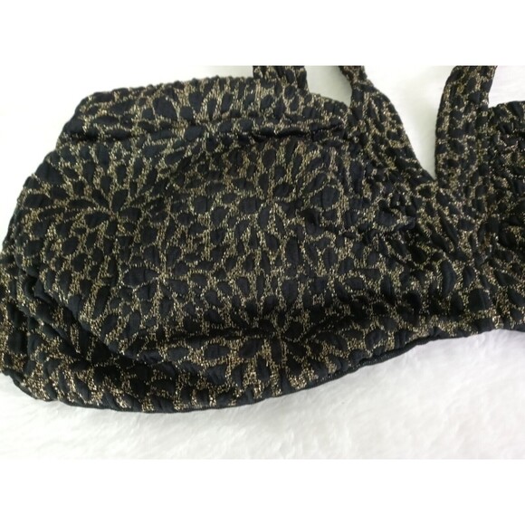 Andie x Demi Moore The Monaco Swim Top Black Gold Floral Jacquard Size L - Picture 4 of 9